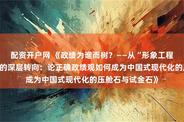 配资开户网 《政绩为谁而树?——从“形象工程”到“民心工程”的深层转向:论正确政绩观如何成为中国式现代化的压舱石与试金石》